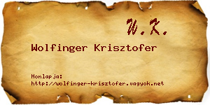 Wolfinger Krisztofer névjegykártya